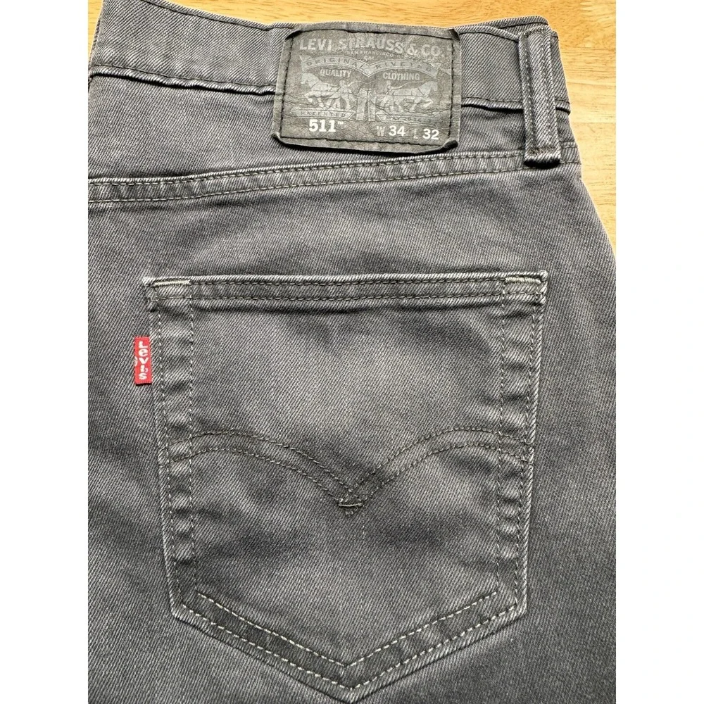 Levis 511 Tapered Slim Fit Men's Denim Jeans Size 34x31 (actual)‎ Charcoal Black